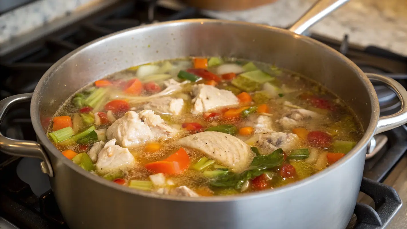 Grandma’s chicken soup simmering on the stove, filling the kitchen with comforting aromas.