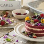 Close-up of a freshly baked Chaos Cakes, showcasing its rich texture and vibrant layers. Garnished with [ingredient(s)] and elegantly plated, captured in soft natural light on a rustic wooden table.