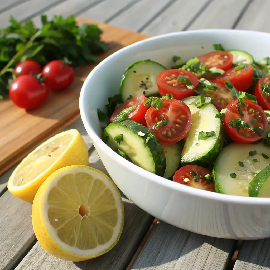 Honey Mustard Cucumber Tomato Salad