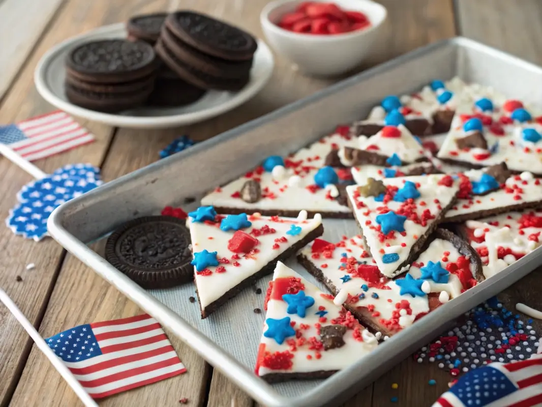 Patriotic Oreo Bark