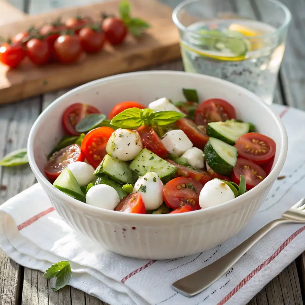 Caprese-Style Cucumber Tomato Salad