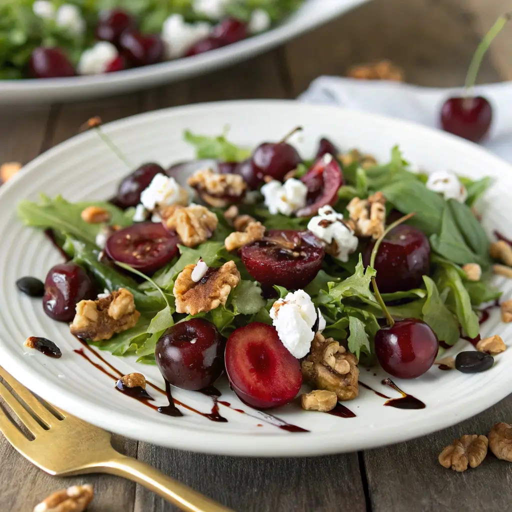 Cherry Goat Cheese Salad with Balsamic Glaze