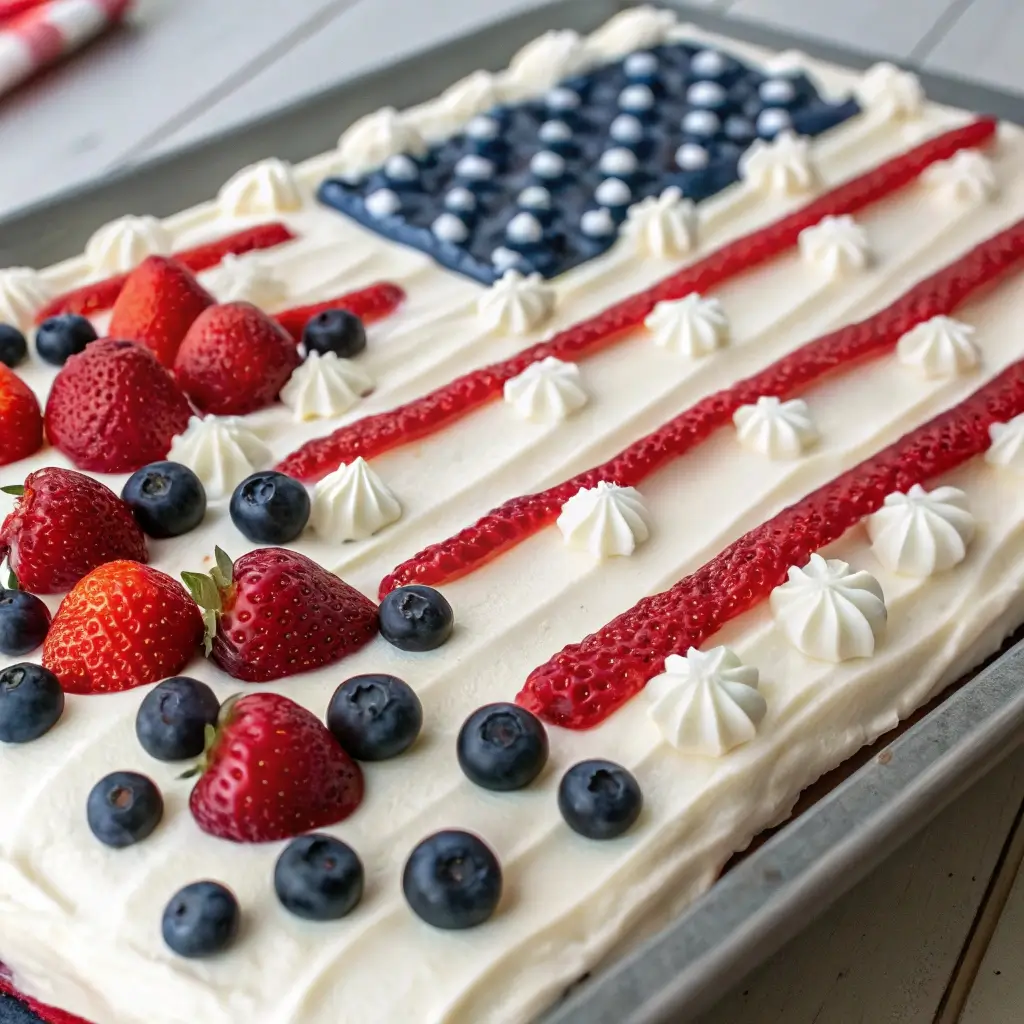 Flag Cake with Whipped Frosting