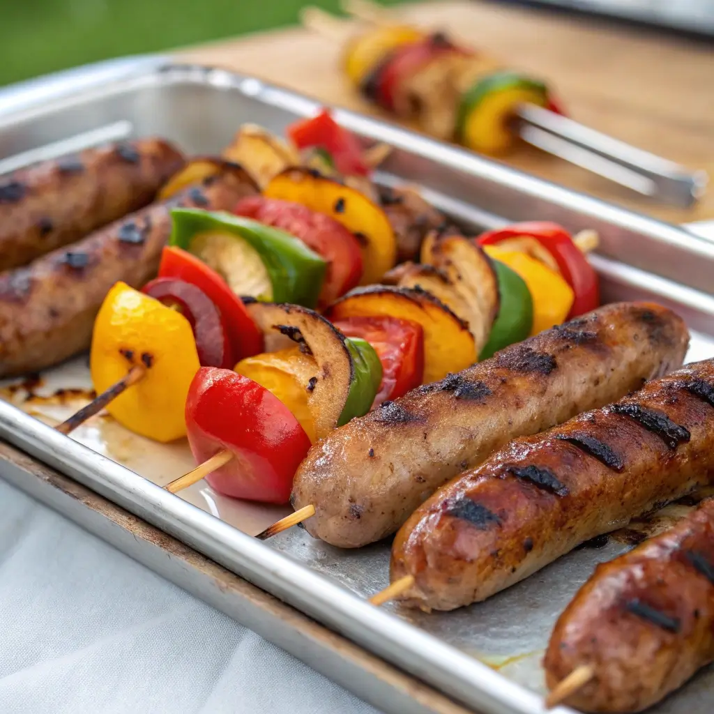 Grilled Sausage & Peppers Skewers – Tailgate Favorite!
