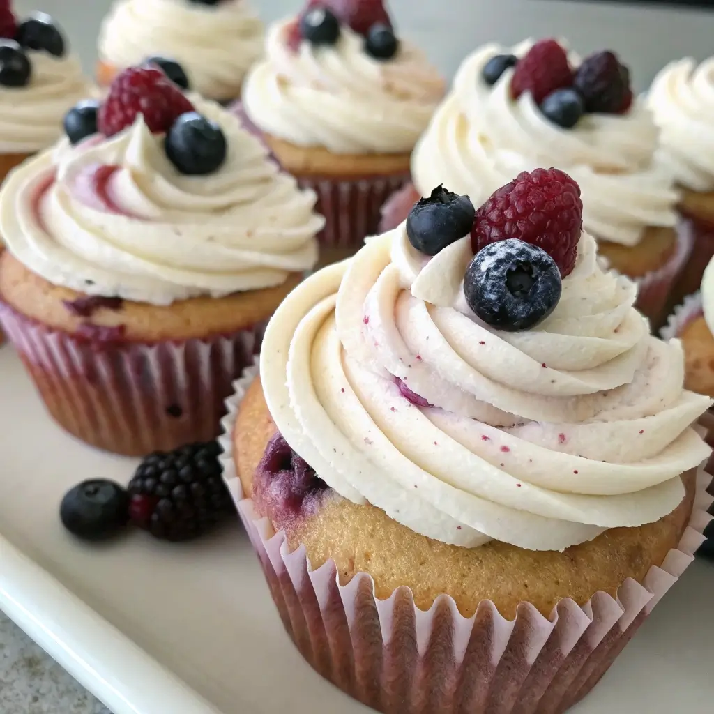 Moist Huckleberry Cupcakes with Cream Cheese Frosting