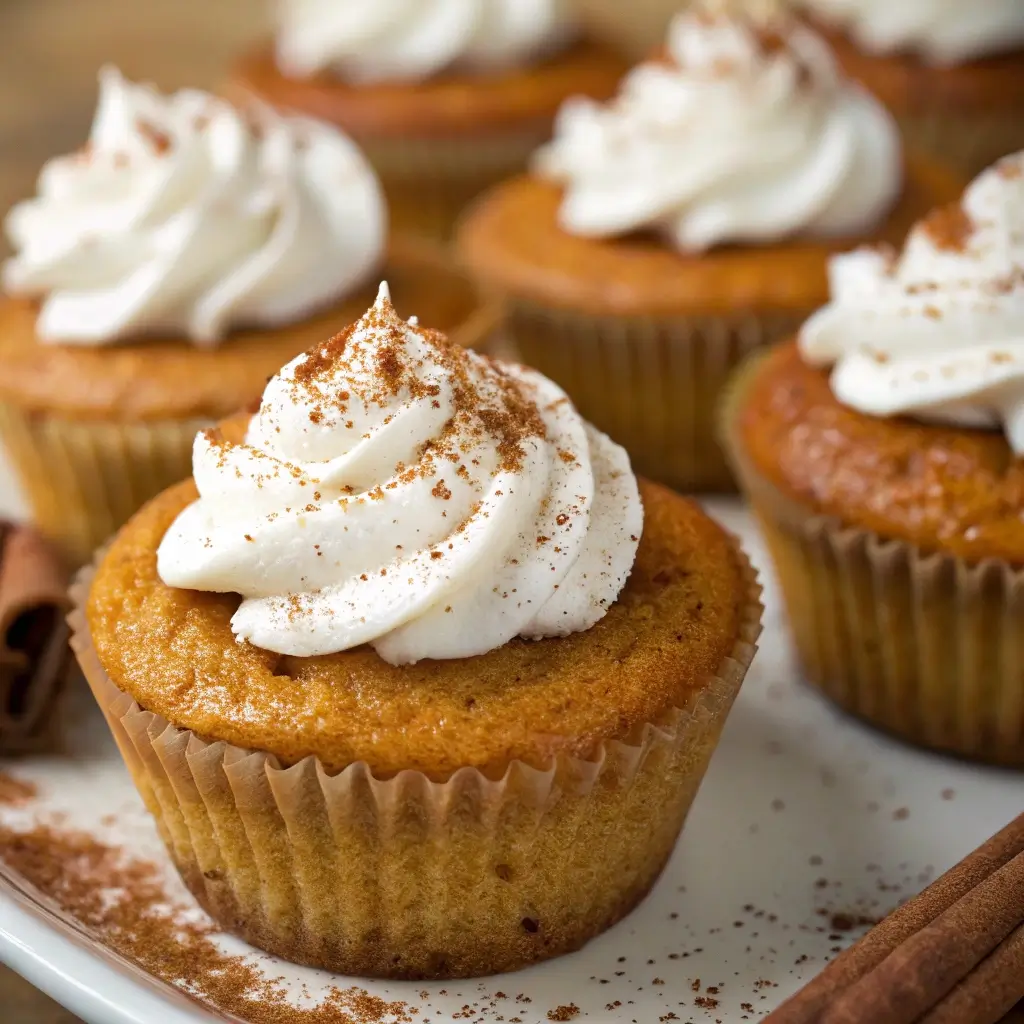Pumpkin Pie Cupcakes (With Whipped Cream Topping)