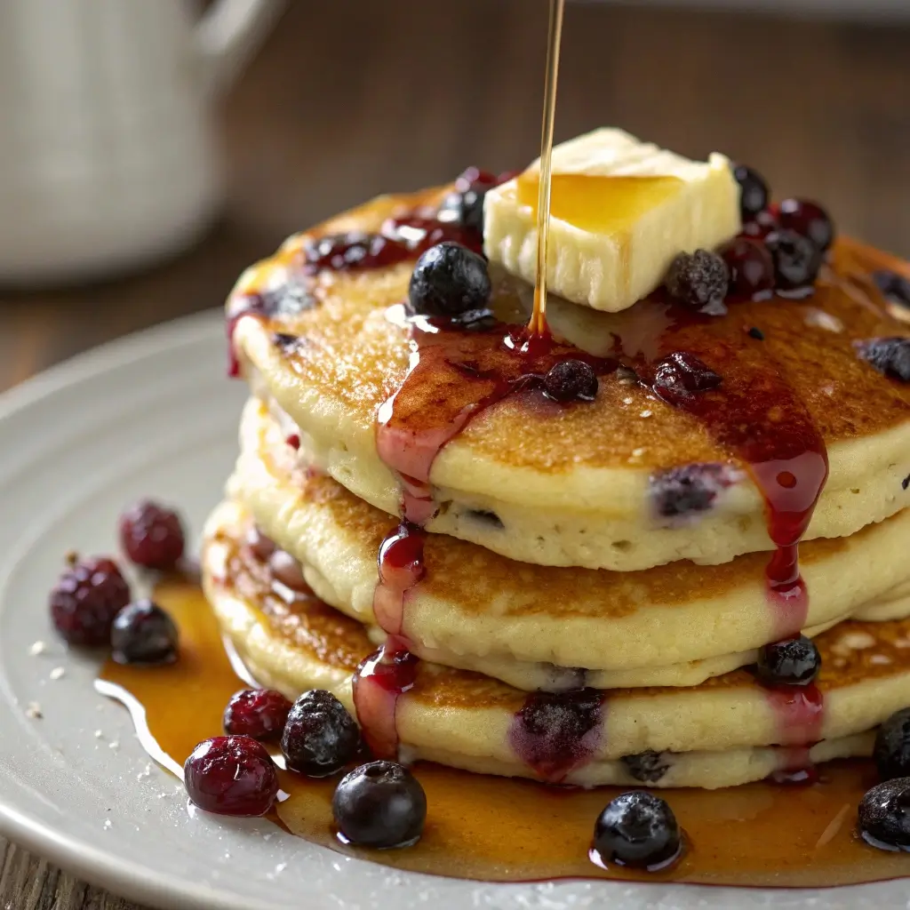 Fluffy Huckleberry Pancakes for Summer Brunch