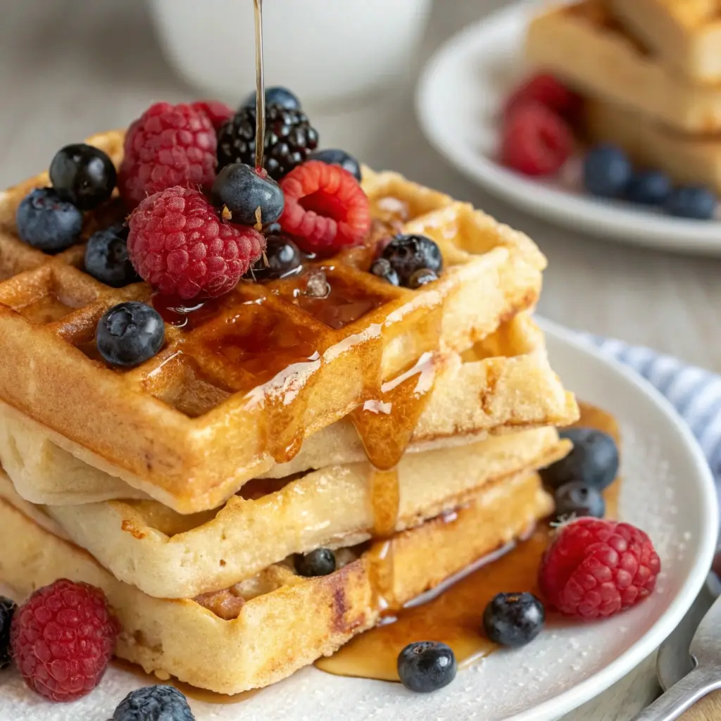 Crispy Huckleberry Waffles (With Syrup or Jam!)