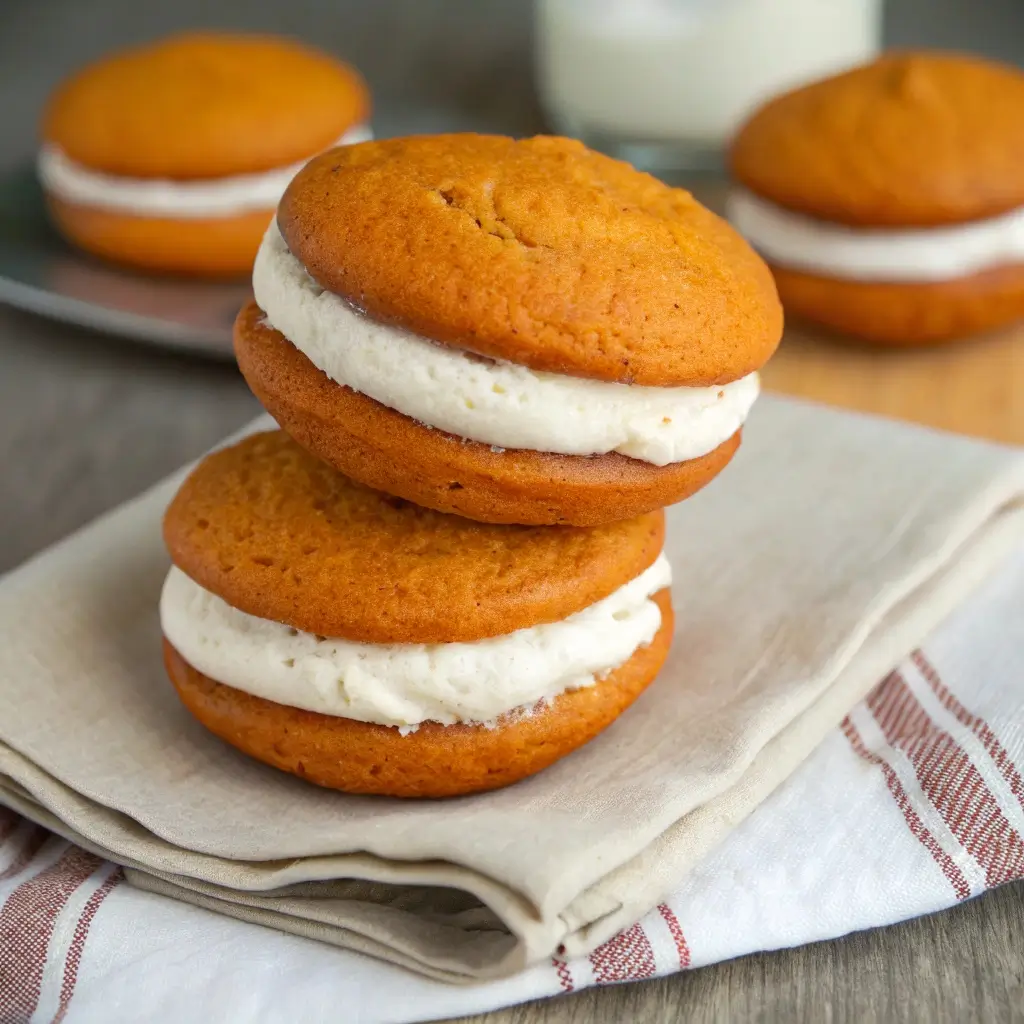 Pumpkin Whoopie Pies (With Cream Cheese Filling)