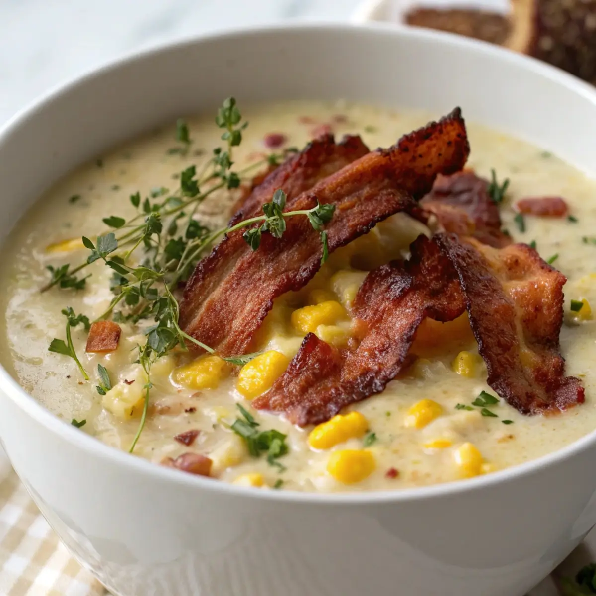 Cozy Fall Corn Chowder with Beef & Thyme
