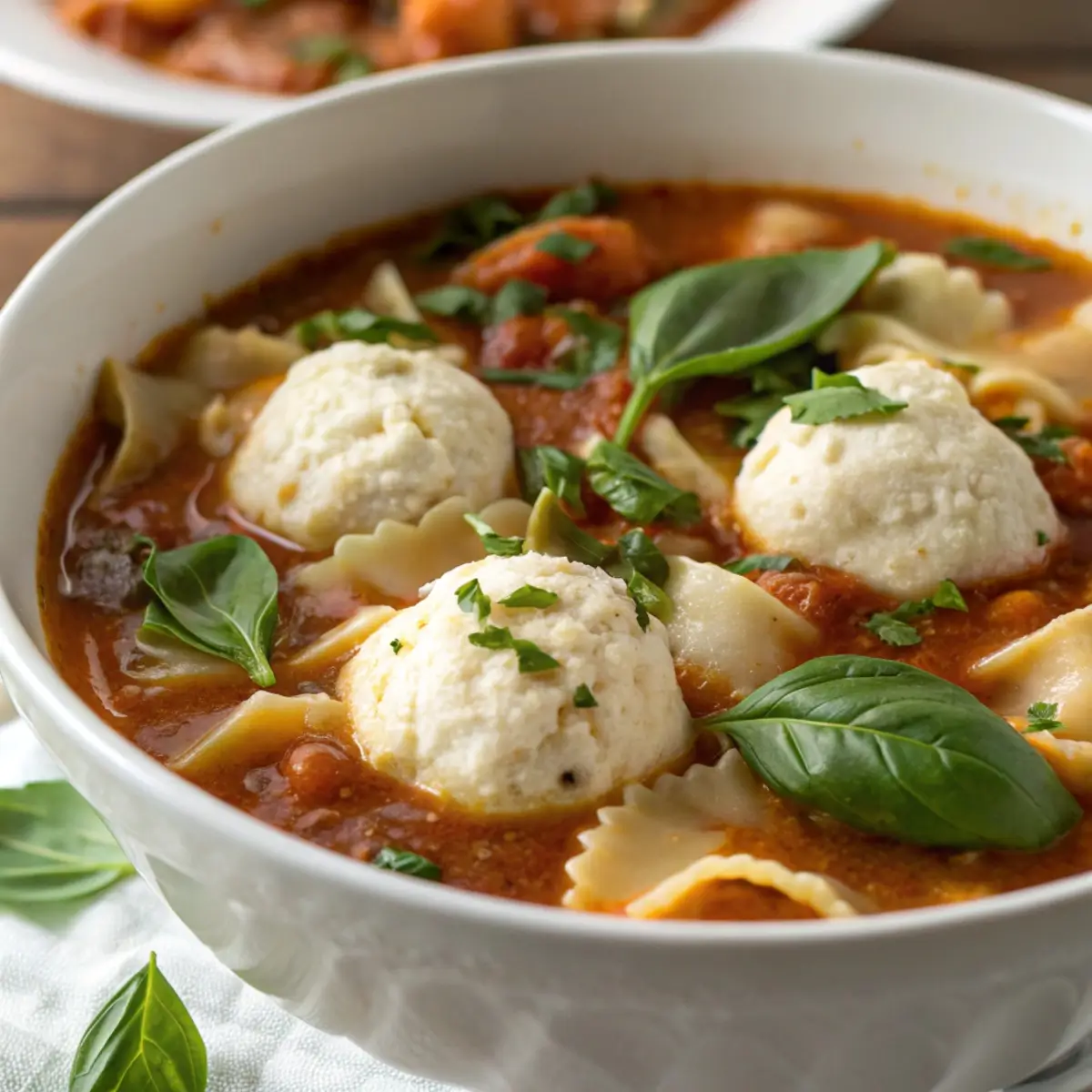 Lasagna Soup with Ricotta Dumplings (Italian Inspired)