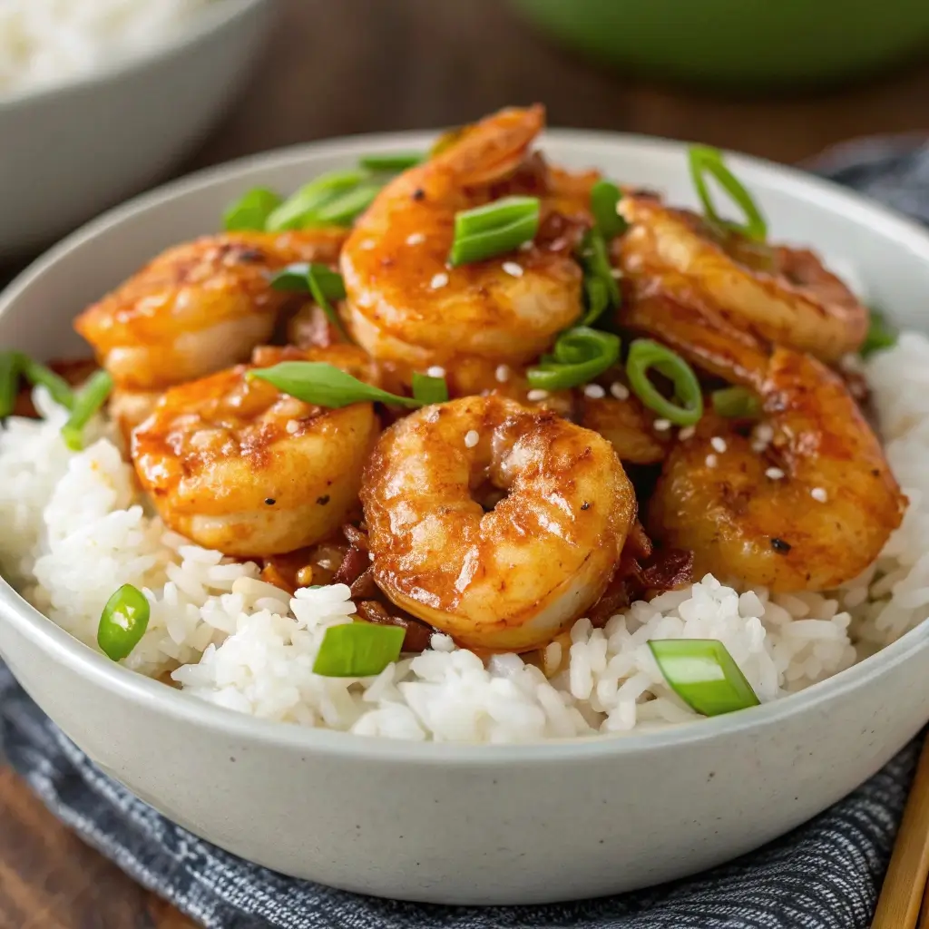 Spicy Honey Garlic Shrimp Bowls