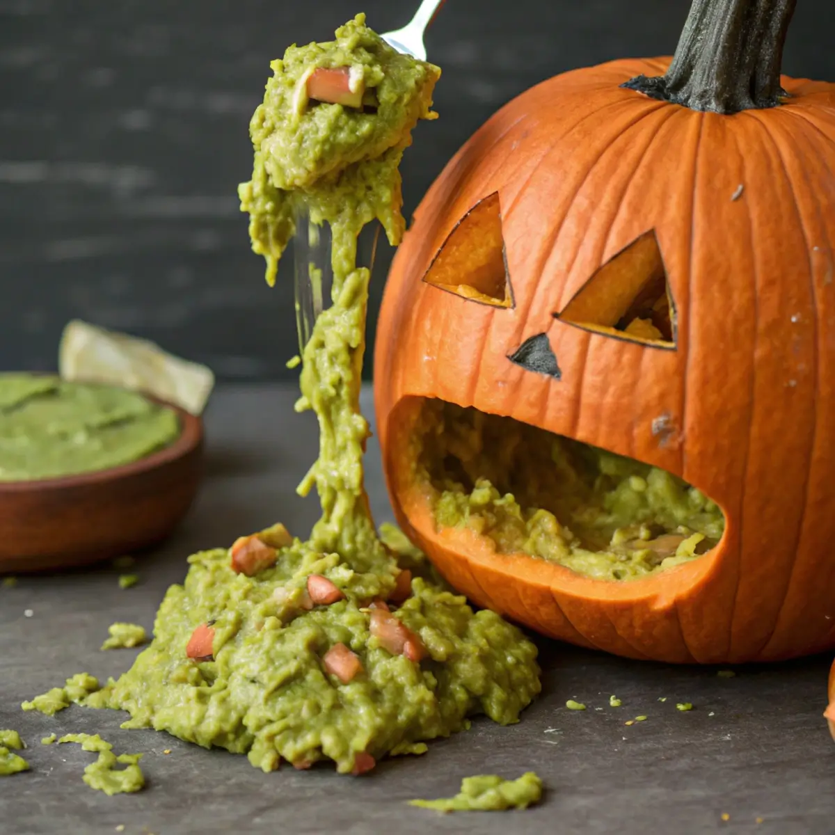 Pumpkin Puke Guacamole (Spooky Party Dip)