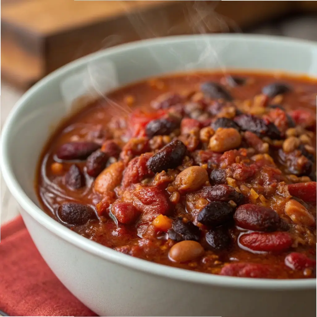 Hearty 3-Bean Chili with Fire Roasted Tomatoes