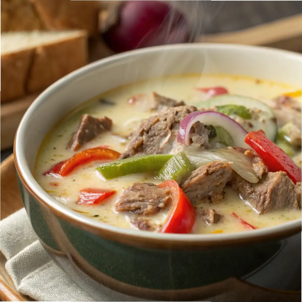 Crockpot Philly Cheesesteak Soup
