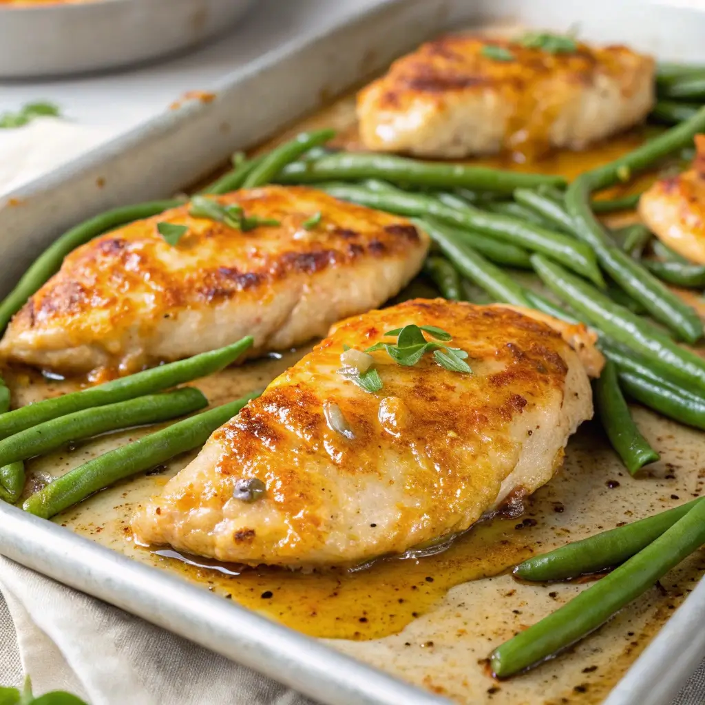 Honey Mustard Chicken Chops with Green Beans
