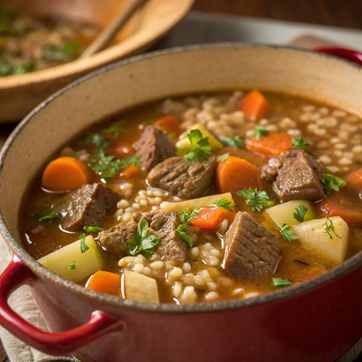 Rustic Barley and Beef Soup
