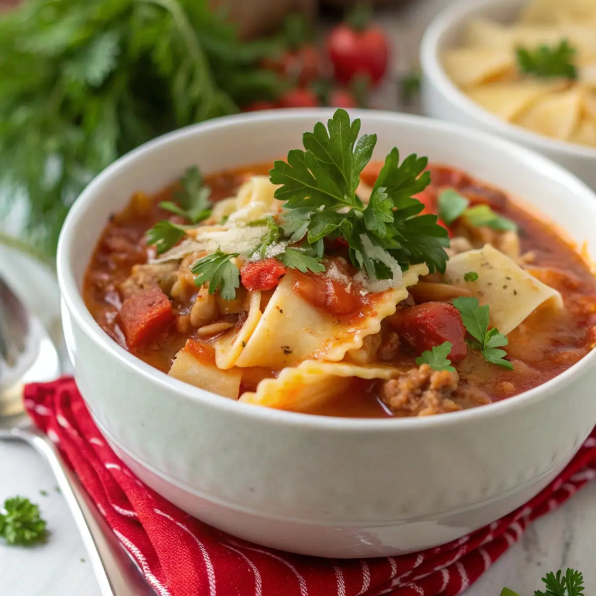 Holiday Lasagna Soup for Christmas Eve Dinner