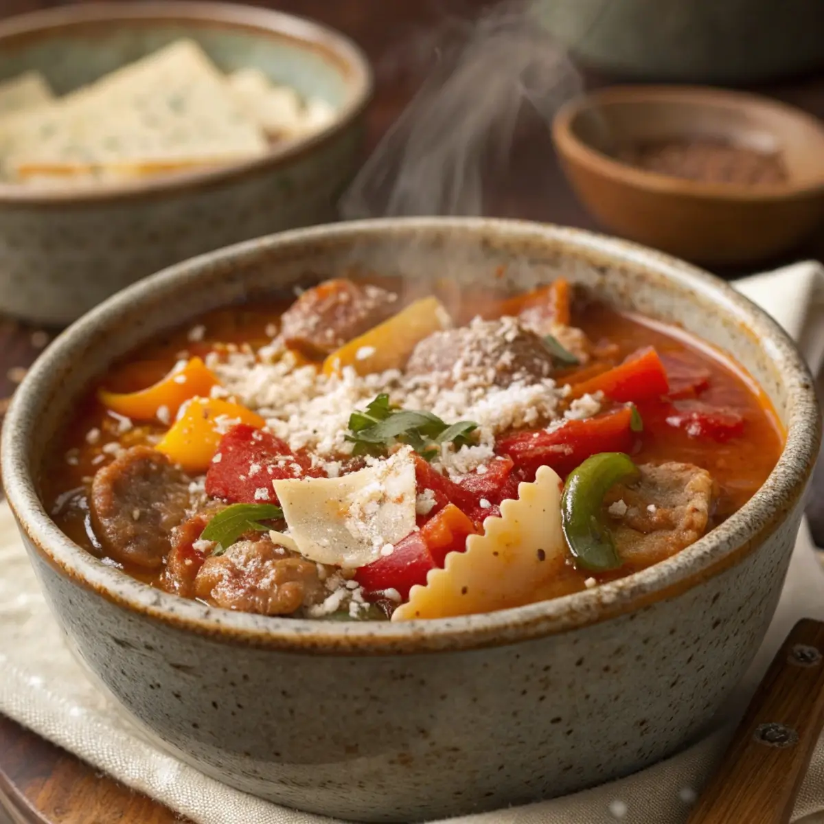 Lasagna Soup with Sausage and Peppers (Italian Style)