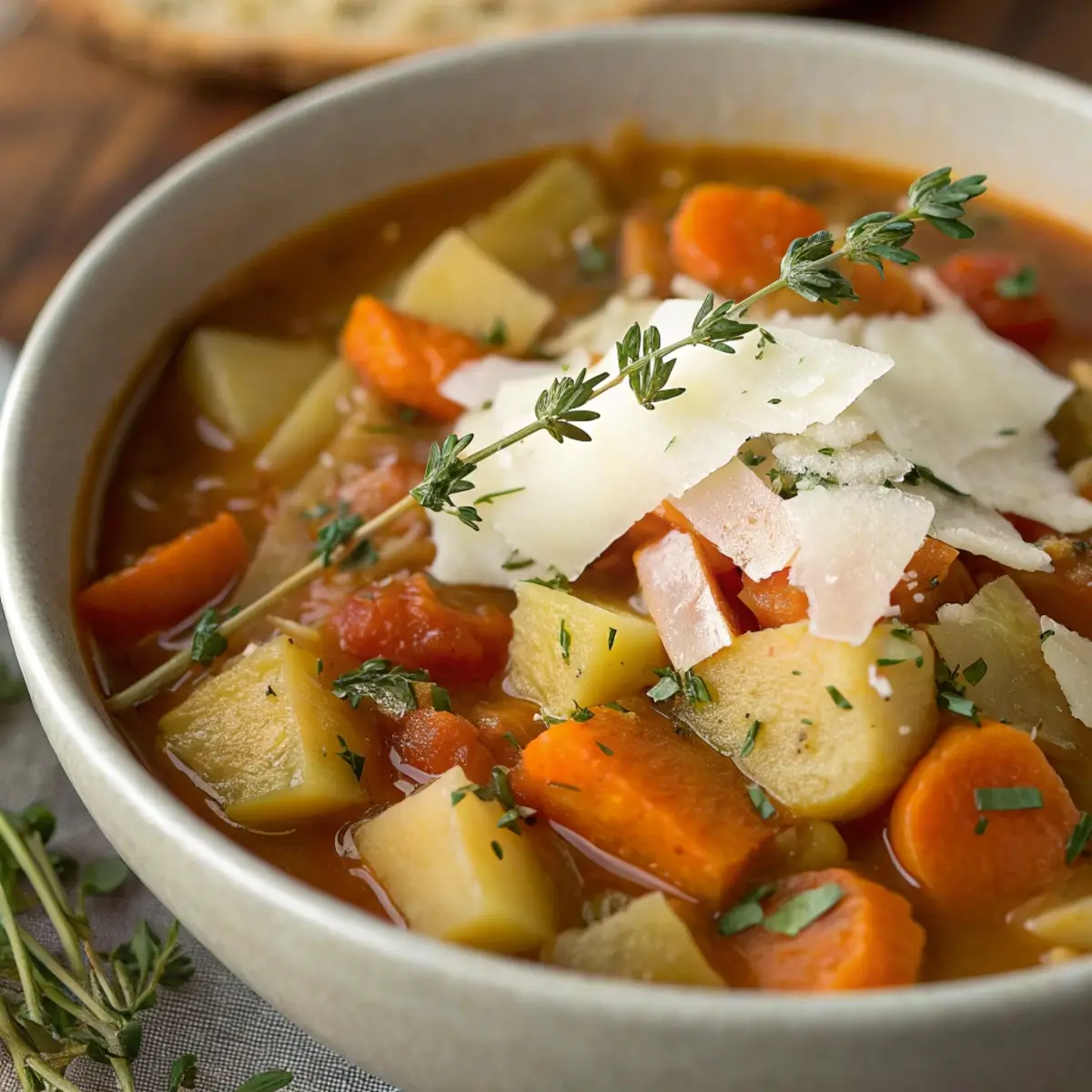 Parmesan and Herb Fall Soup with Root Vegetables