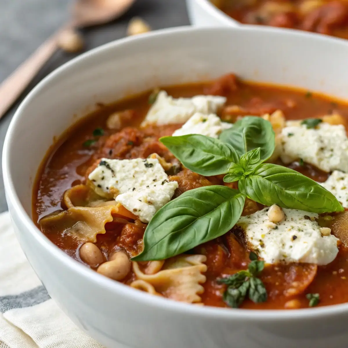 Vegan Lasagna Soup with Cashew Ricotta