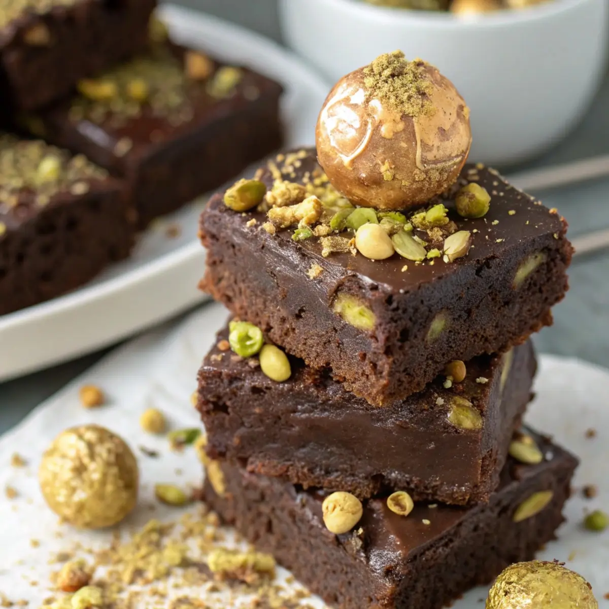 Pistachio Ferrero Rocher Brownies