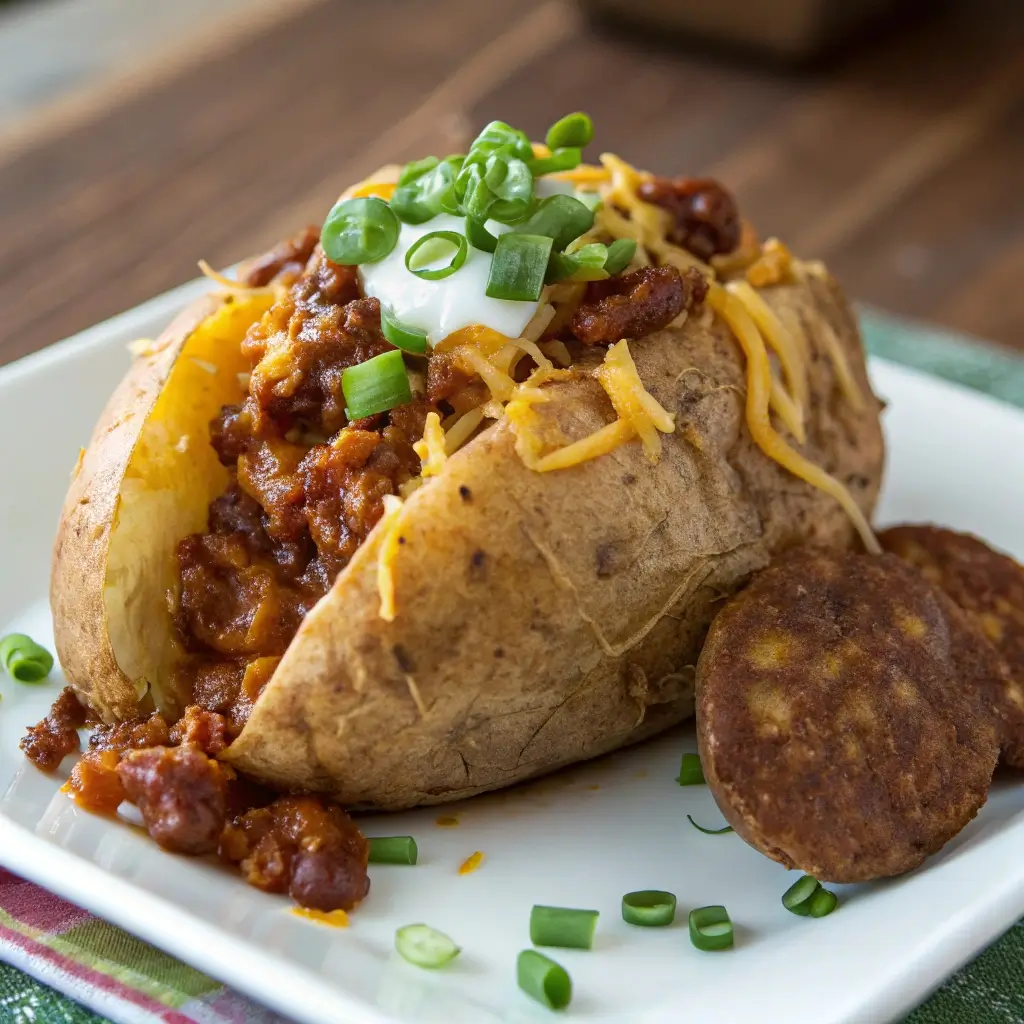 Chili Stuffed Baked Potatoes