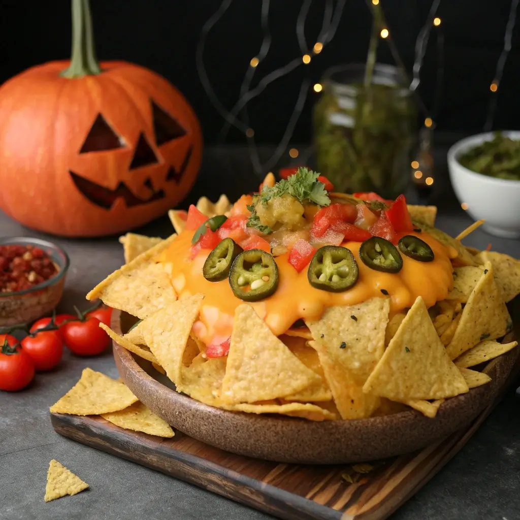 Pumpkin Nachos for Halloween Parties (Cheesy Fun Snack)