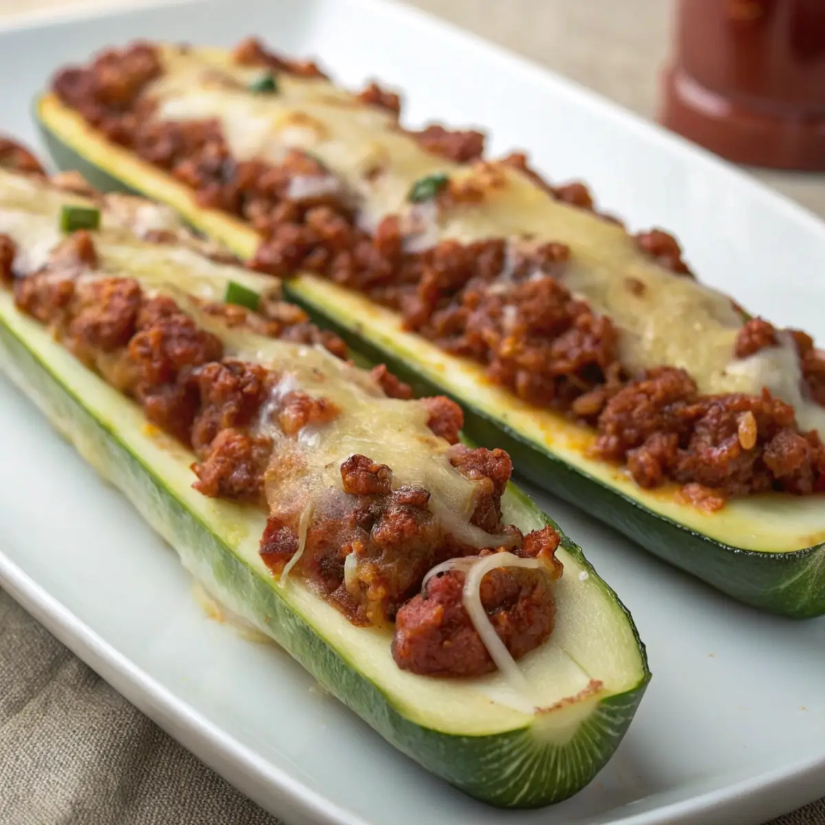 Chili-Stuffed Zucchini Boats
