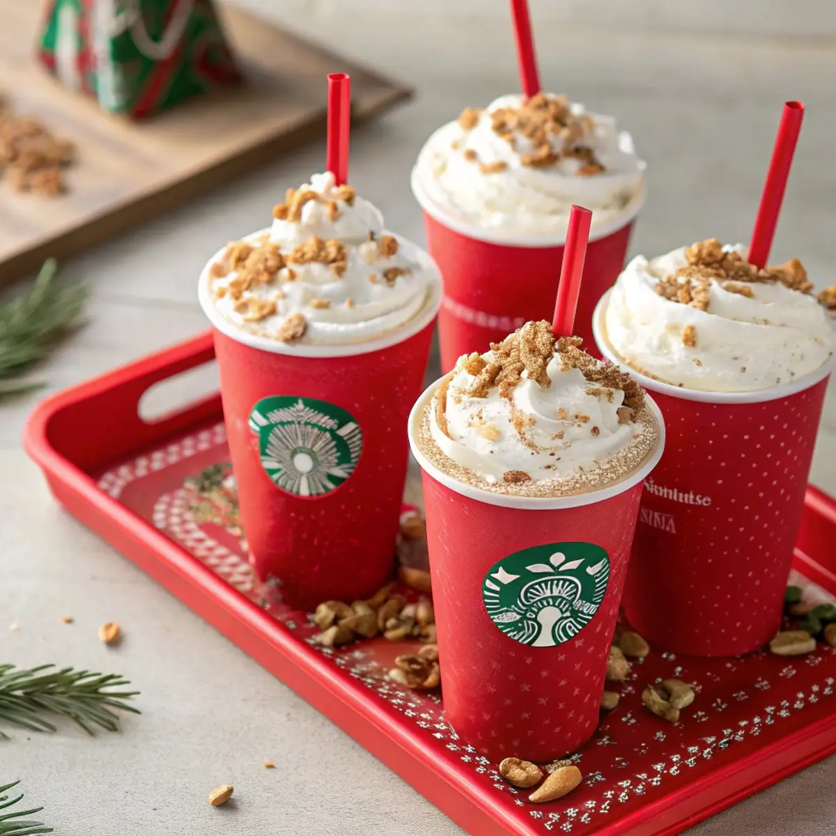 Starbucks Holiday Drinks with Almond Milk