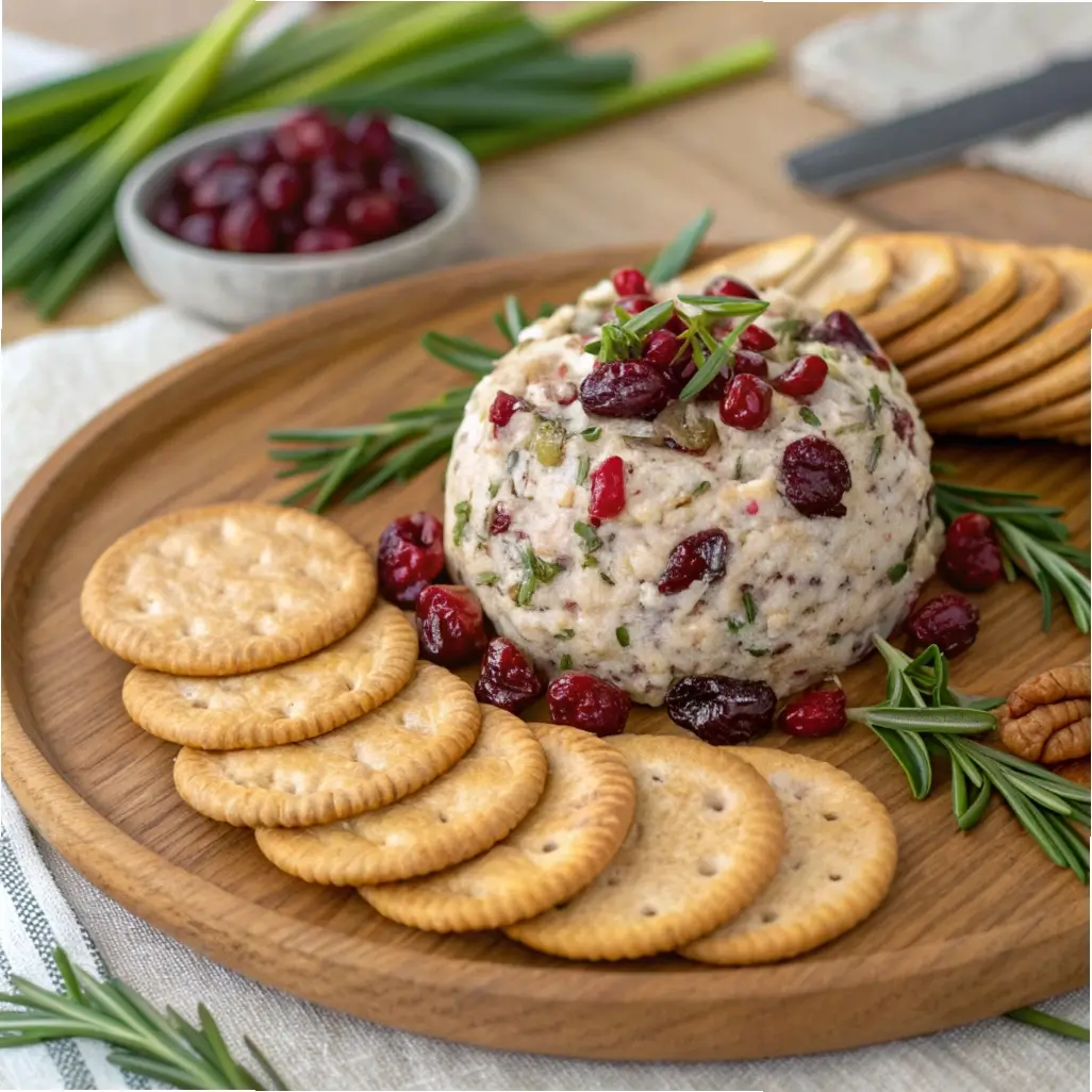 Cranberry Pecan Cheese Ball with Garlic & Chives