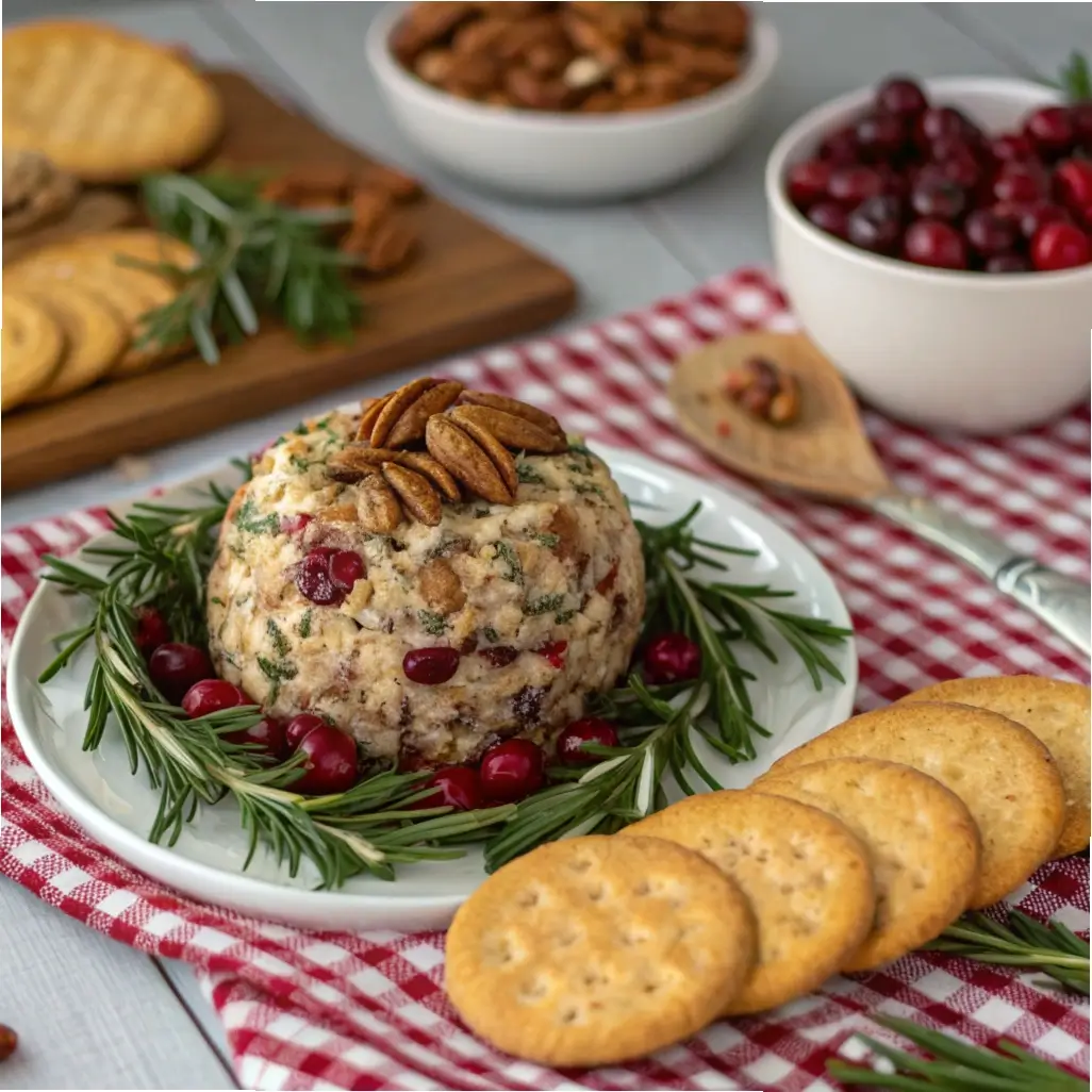 Savory Holiday Cranberry Pecan Cheese Ball