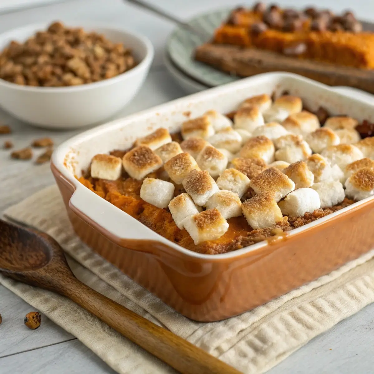 Sweet Potato Casserole with Marshmallows & Brown Sugar