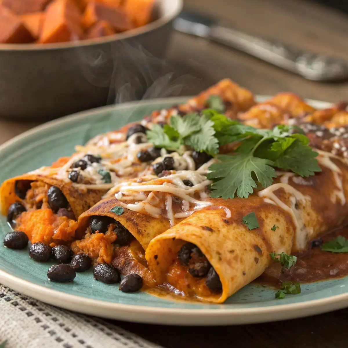 Sweet Potato Black Bean Enchiladas