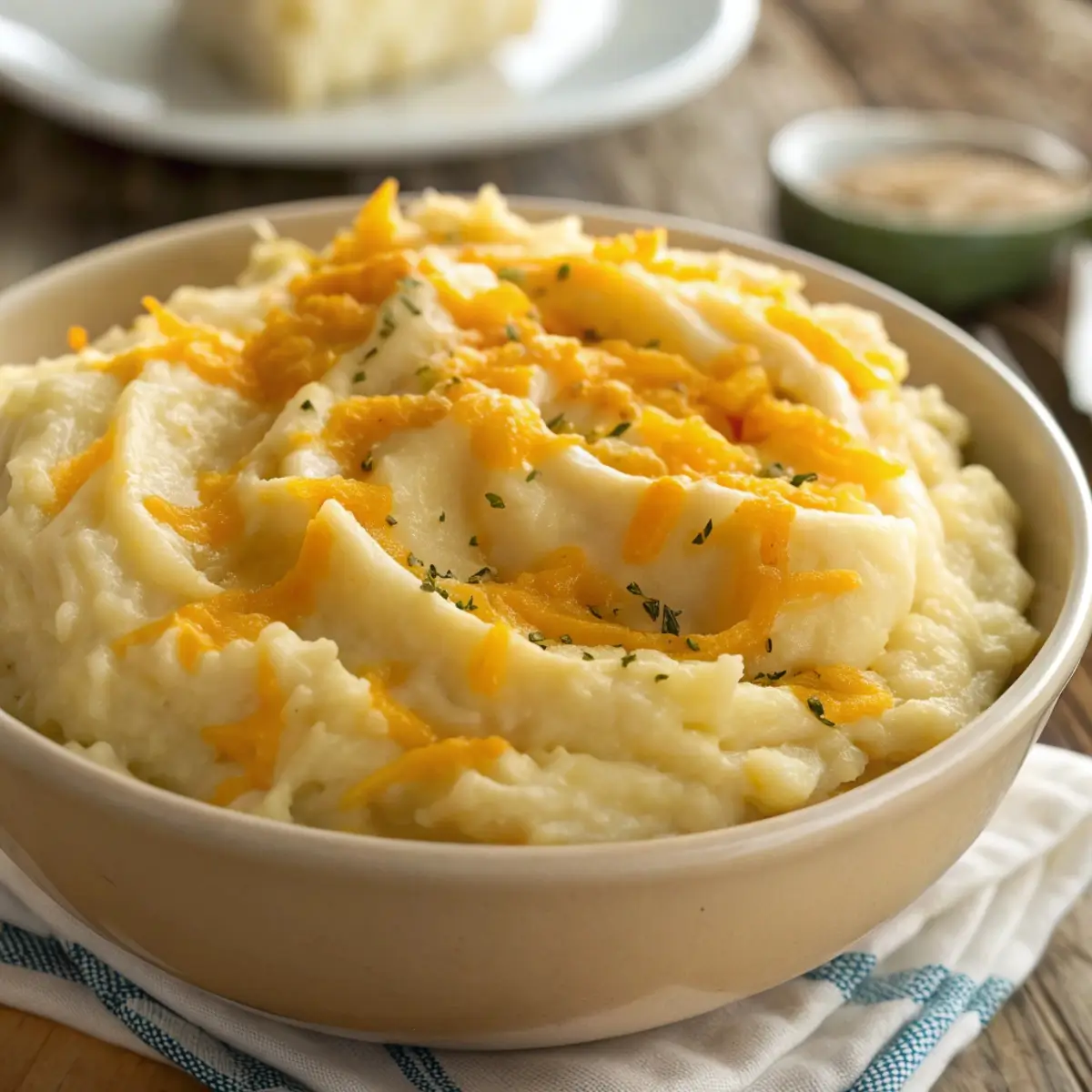 Cheesy Mashed Potatoes with Cheddar