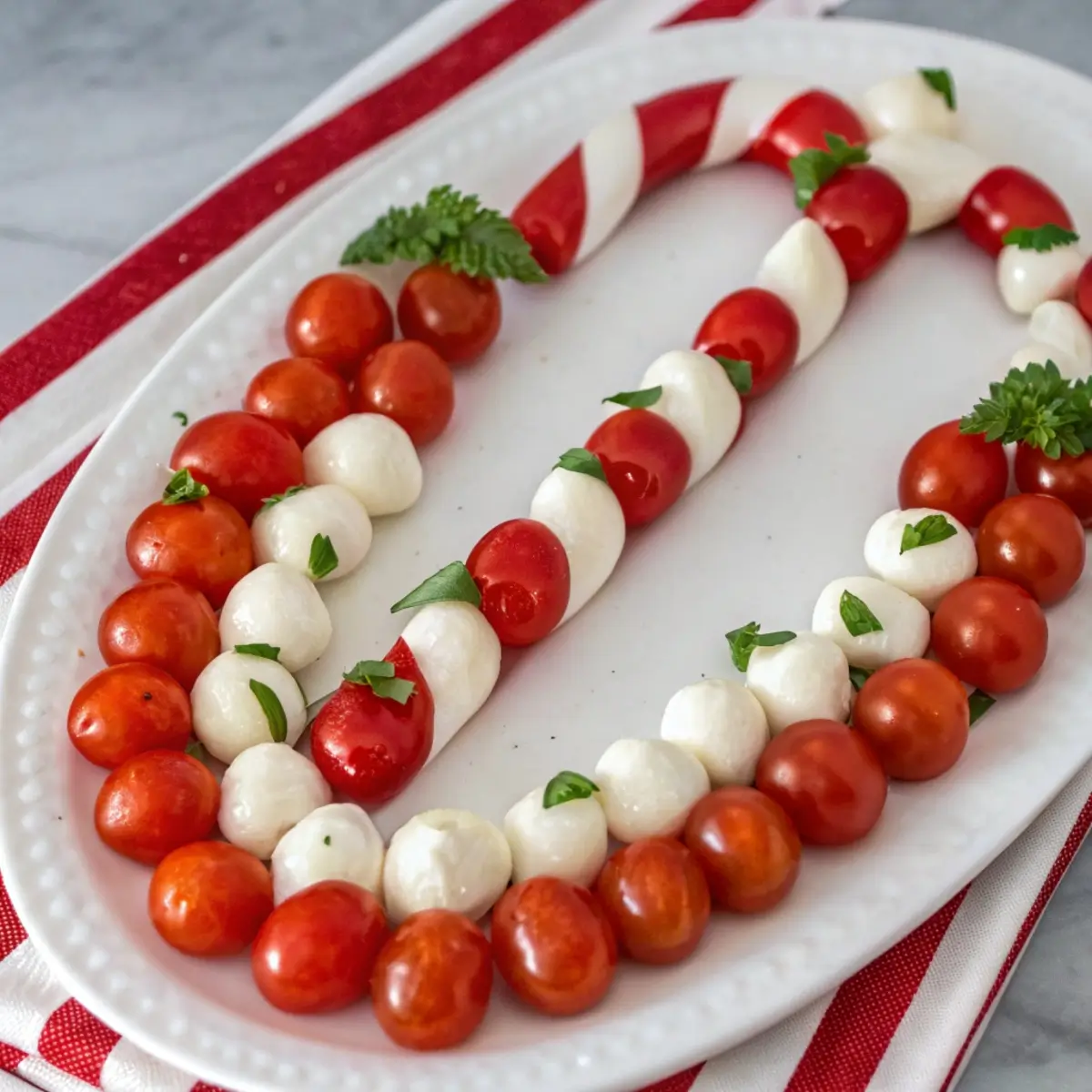 Caprese Candy Cane Skewers