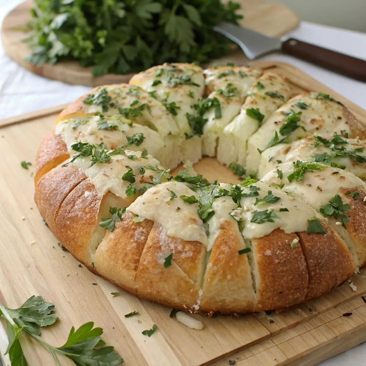 Pull-Apart Cheesy Garlic Bread Wreath