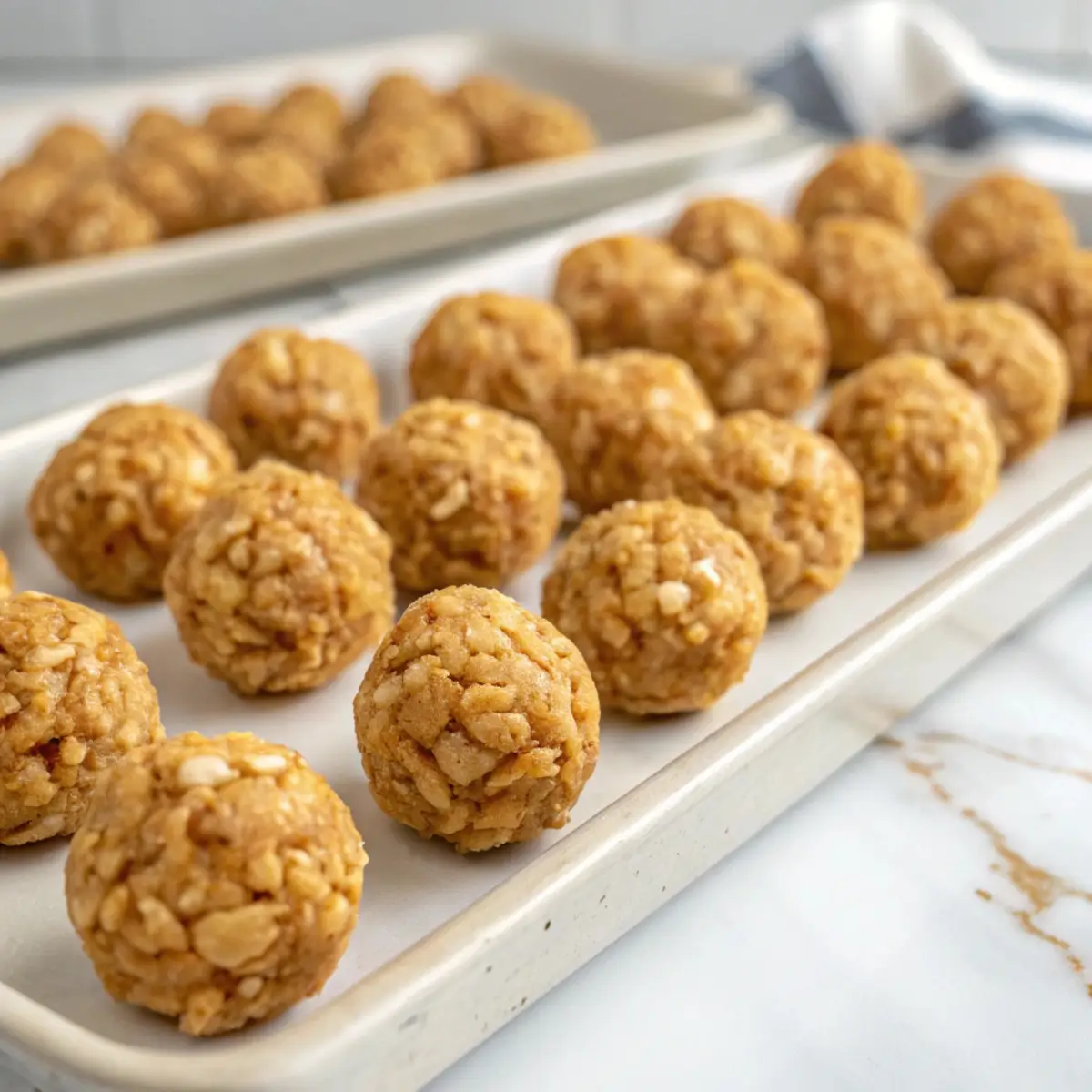 Peanut Butter Balls with Rice Cereal Crunch