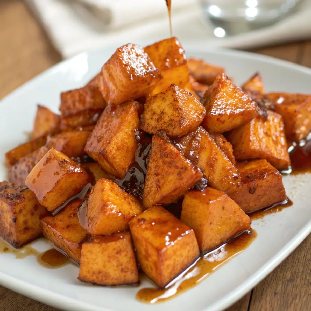 Roasted Sweet Potatoes with Cinnamon Maple Glaze
