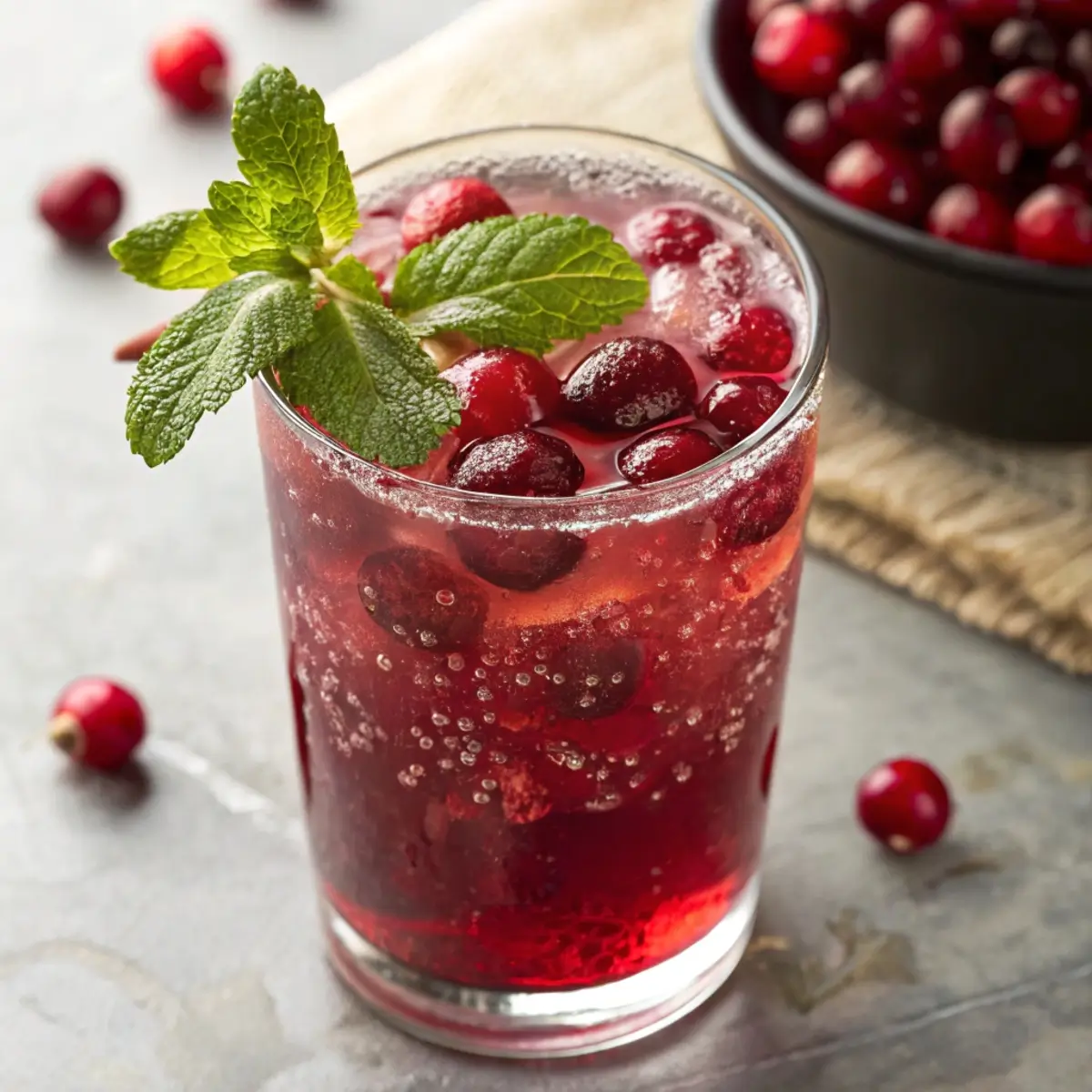 Cranberry Sparkle Drink Garnish