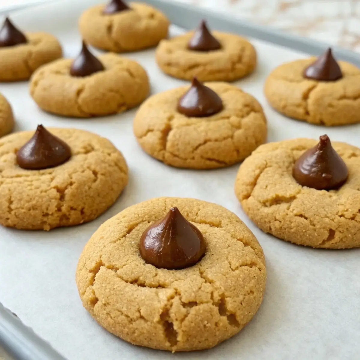 Peanut Butter Blossoms with Chocolate Drops (Homemade)