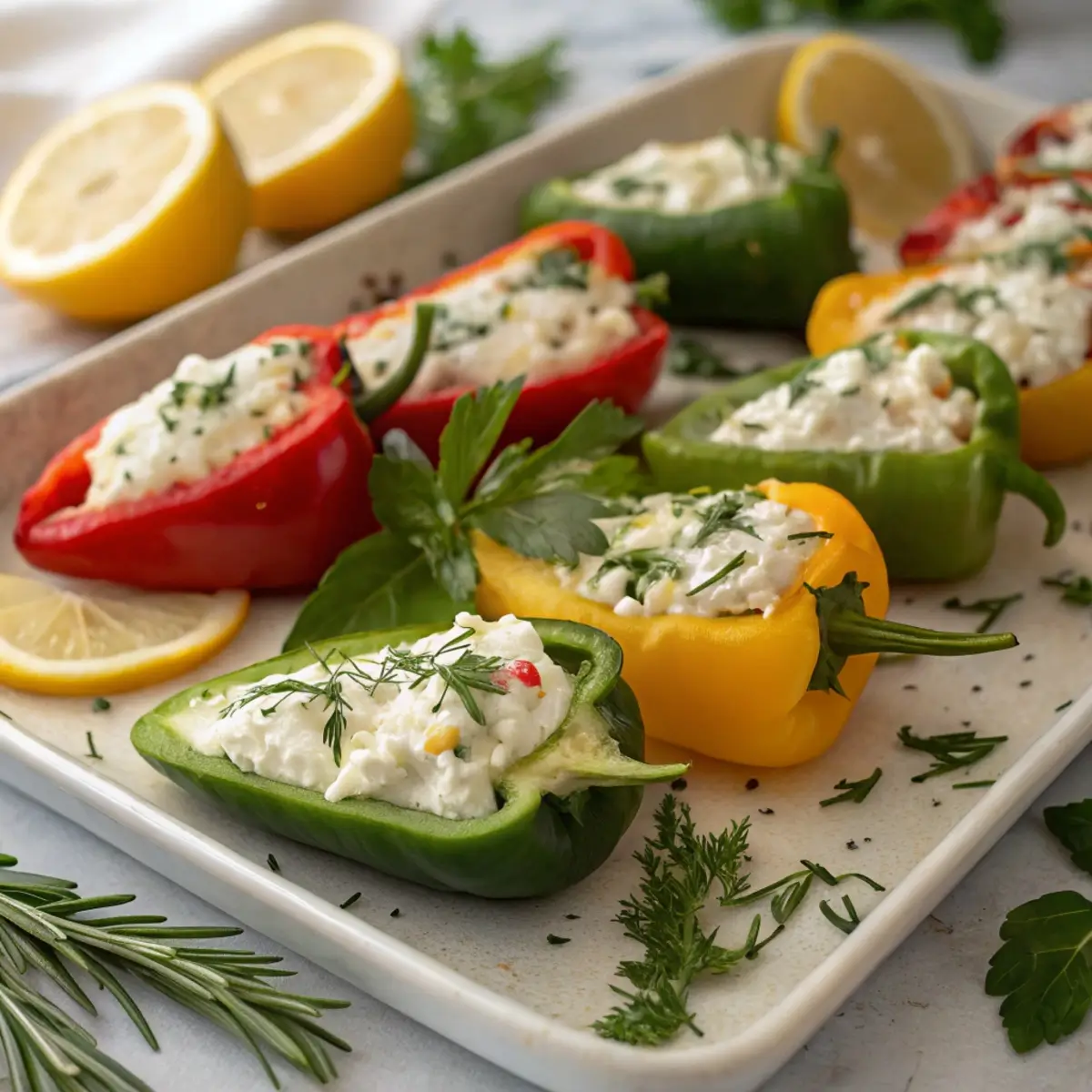 Stuffed Mini Peppers (Cheese + Herbs)