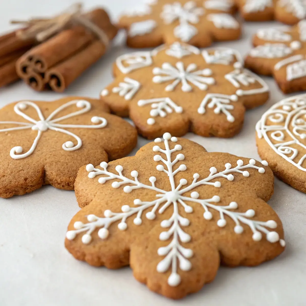 Soft Gingerbread Cookies with Icing Designs