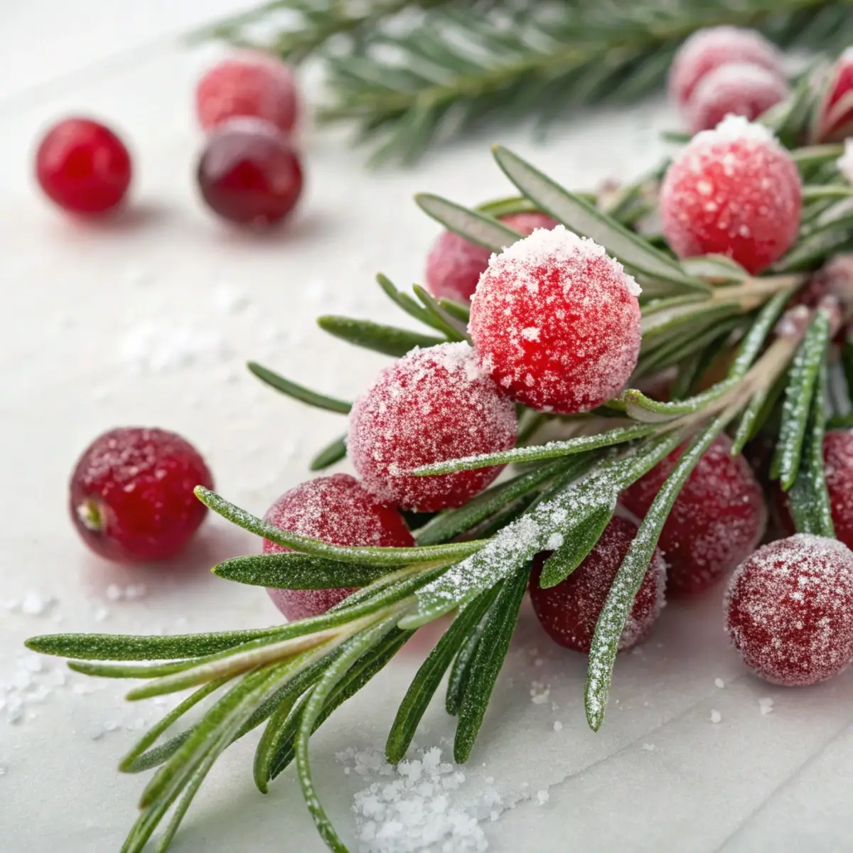 Sugared Rosemary and Cranberries