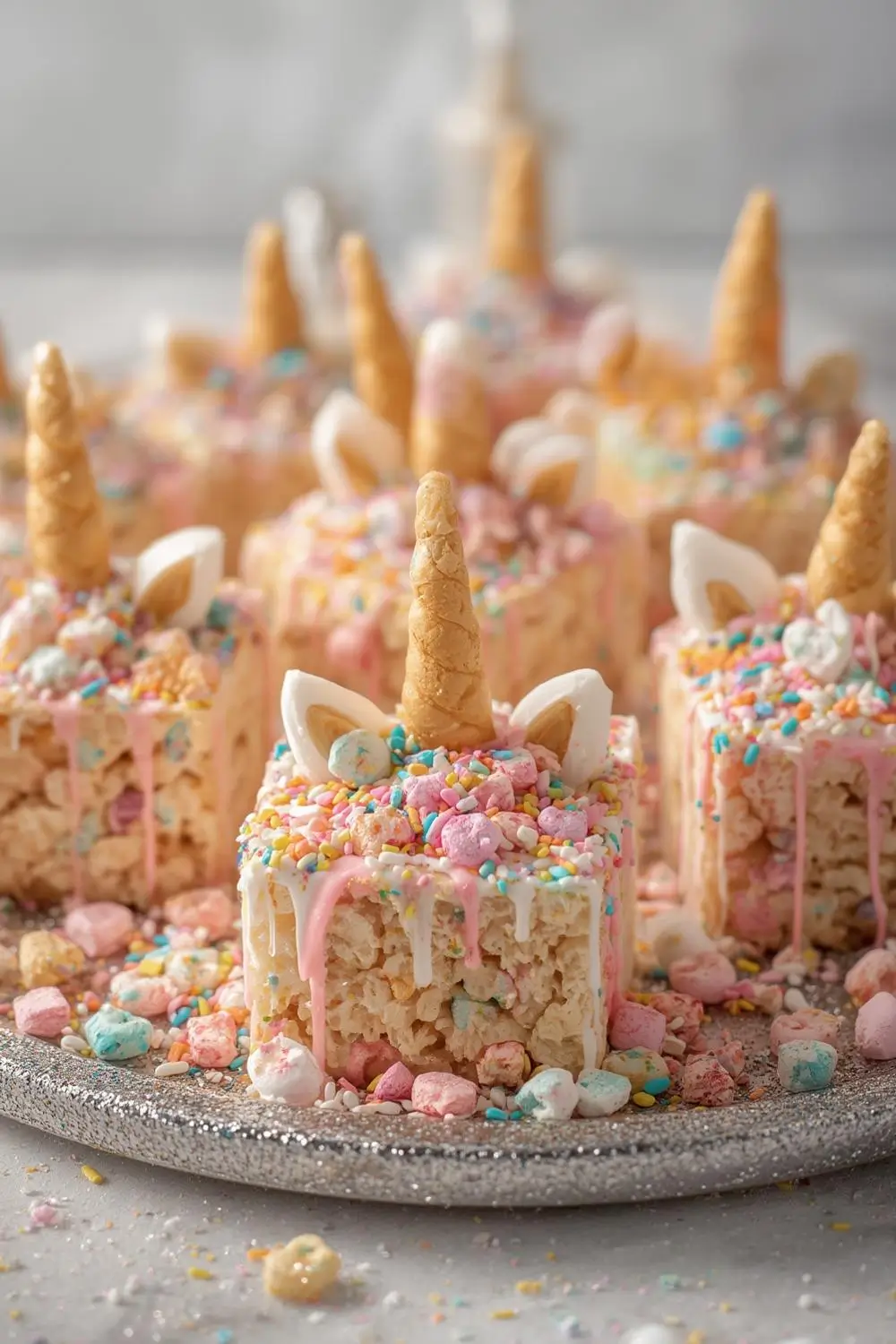 Sparkling Unicorn Lucky Charms Rice Crispy Rainbow Bites