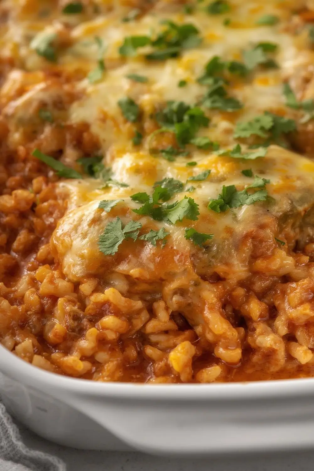 Cheesy Chicken Enchilada Rice Casserole