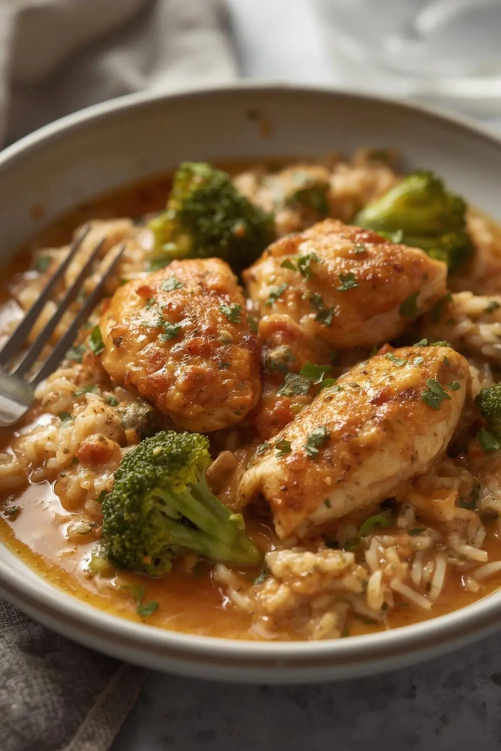 Creamy Broccoli Chicken Rice Bake