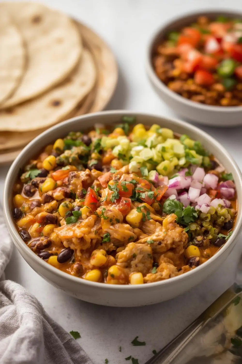 Creamy Crockpot Fiesta Chicken – Perfect for Tacos & Bowls!