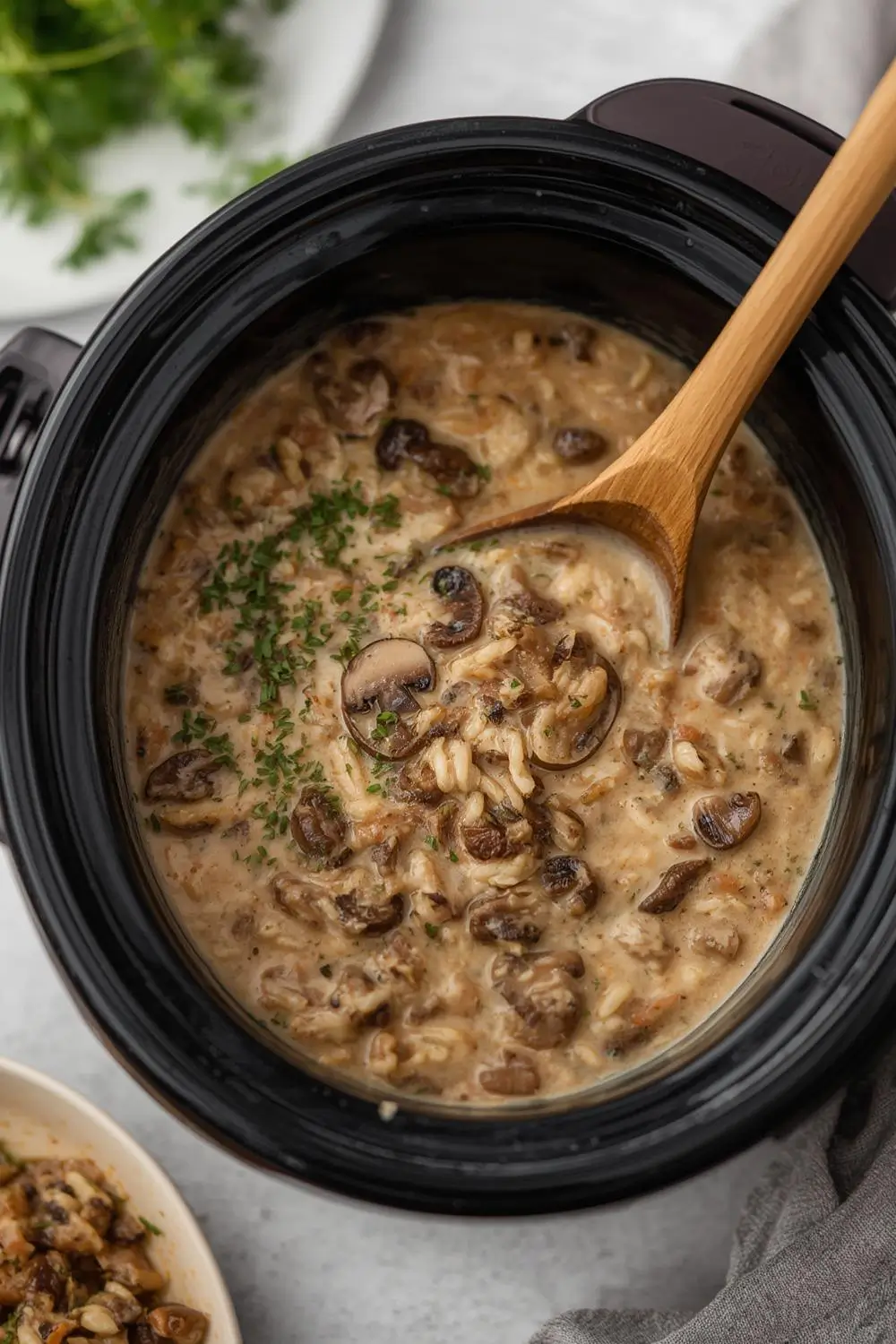 Creamy Slow Cooker Mushroom & Wild Rice Soup (So Easy!)