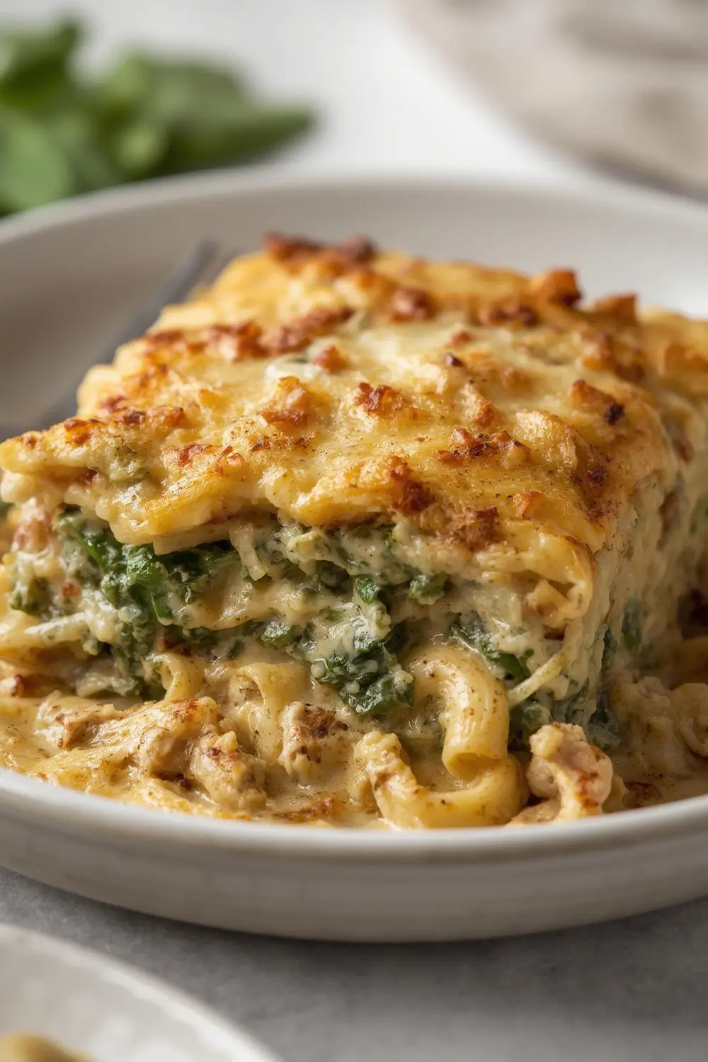 Creamy Spinach Chicken Pasta Bake
